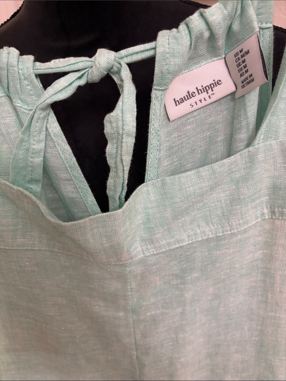 Haute Hippie Mint Green Wide-Leg Linen Jumpsuit - Picture 3 of 3